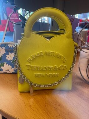 Tiffany & Co. Yellow Leather Mini Tote with Silver Chain